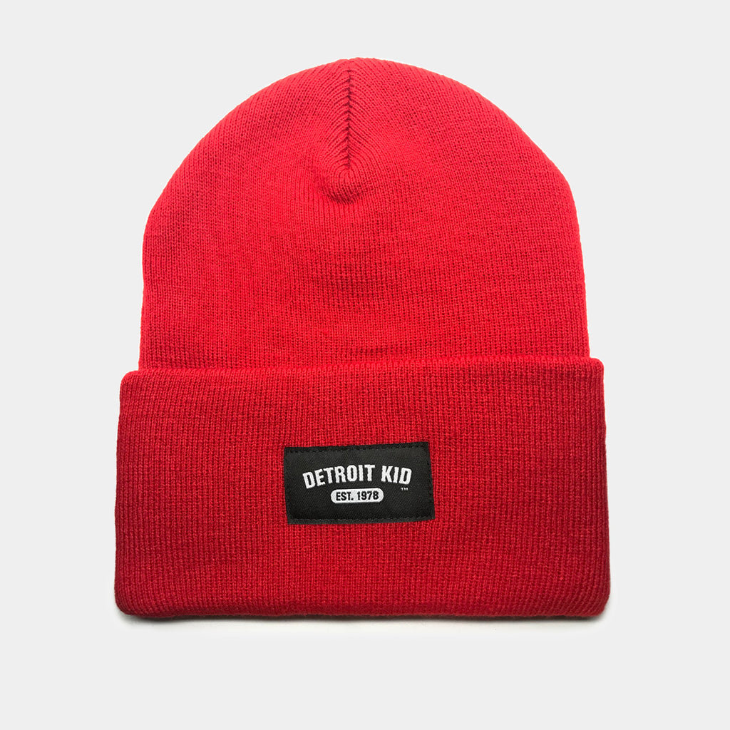 Cuffed Beanie with Woven Logo Patch – Detroit Kid